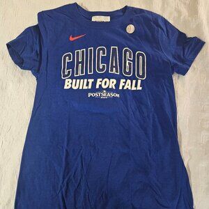 NWT Chicago Cubs Nike 2025 Post Season Built For Fall Blue Short Sleeve Tee